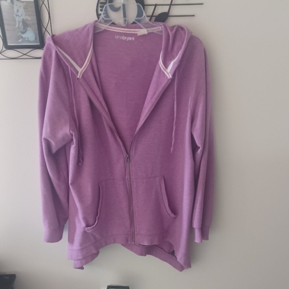 Plus Lane Bryant SharkBite Asymmetrical Pinkish Zip up Hoodie w/Pockets 14/16
